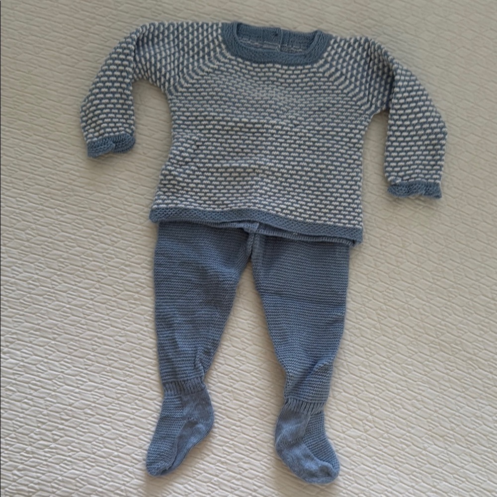 Blue and White Knit Set